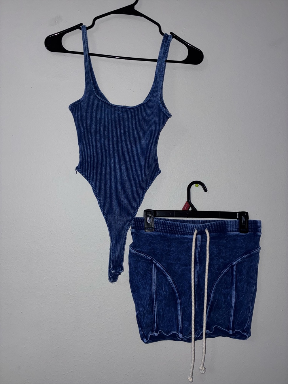 Blue Ribbed 2-Piece Bodysuit